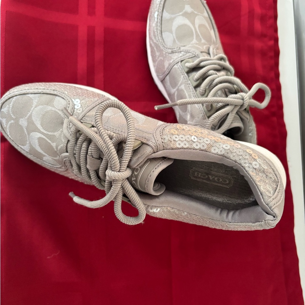 Coach Beige Sneakers with Sequin Detail